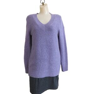 J‎ Jill Women's Purple V Neck Sweater Size Small Cotton Blend Long Sleeves